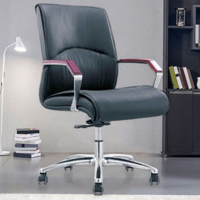 Contemporary Arm Chair Fixed Arms Blue Faux Leather Office Chair Clearhalo 'furn' 'furn_office_chair' 'Furniture' 'Office Chairs' 'Office Furniture' 'office_chair' 1200x1200_44835012-6892-4ae9-89af-3307b8953257