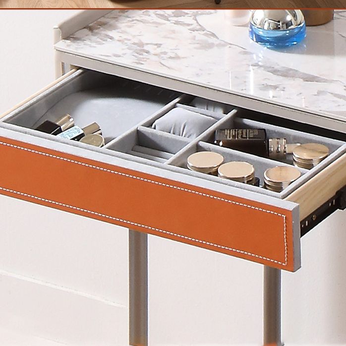 1 Drawer Glam Makeup Vanity Set Solid Wood Dressing Table with Slate Top