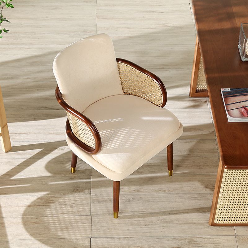 Traditional Style Dining Chair Upholstered Solid Wood Dining Armchair for Home