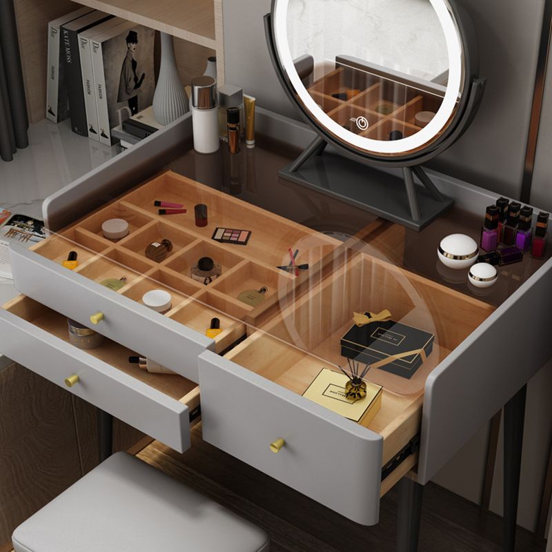 Contemporary Vanity Tables with Drawers, Glass Top Vanity Dressing Table Clearhalo 'Bedroom Furniture' 'furn' 'furn_makeup_vanities' 'Furniture' 'Makeup Vanities' 'makeup_vanities' 1200x1200_4485caad-ad54-4339-a3d5-0274e037dd31