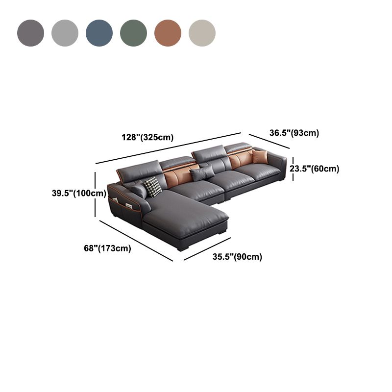 In pelle finta contemporanea sezionale con braccio svasato per soggiorno