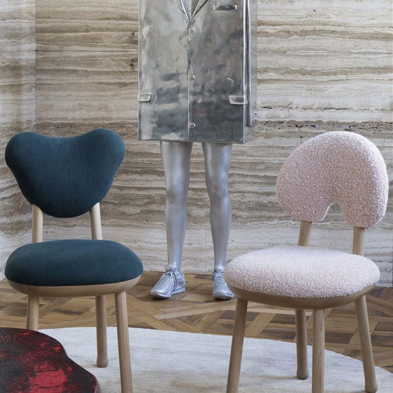 Sedia a bracciolo stretto a braccioless sedia accento di lana con quattro gambe