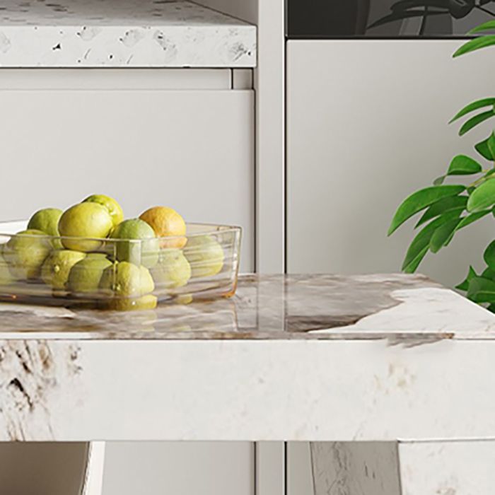 Moderner Bar-Esstisch, rechteckiger Stein-Bartisch für das Wohnzimmer