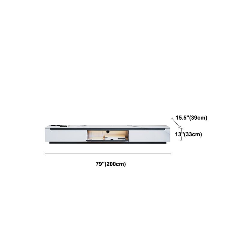 15,35 "W TV -Ständer weißer Glamstil geschlossener Speicherfernseher mit Schubladen
