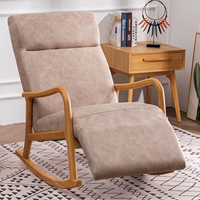 Wood Base Rocking Chair Leisure Upholstered Lazy Sofa Chair for Living Room Clearhalo 'Chairs & Seating' 'furn' 'furn_rocking_chairs' 'Furniture' 'Living Room Furniture' 'Rocking Chairs' 'rocking_chairs' 1200x1200_448d4c3e-220e-42ae-9b09-098b2fdd6416