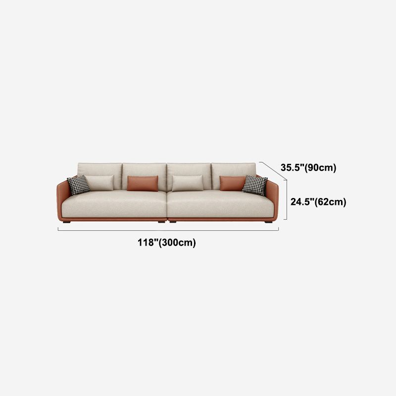 Faux Leather Pillow Back Sofa with Chaise Square Arm Sectional