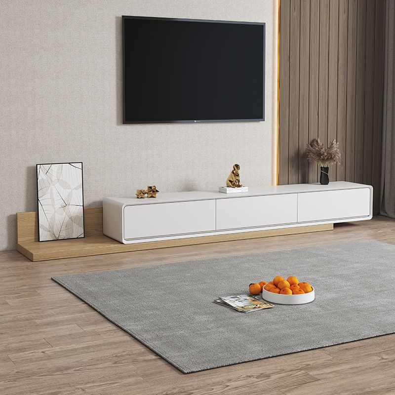 Meuble TV en bois avec 3 tiroirs, meuble TV coulissant avec console multimédia en finition bois