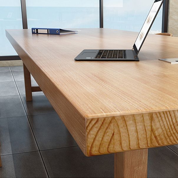 Solid Wood Contemporary Rectangular Dining Table Wood Top Table with Double Pedestal base Clearhalo ' dining_table' 'Dining Tables & Seating' 'Dining Tables' 'furn' 'furn_dining_table' 'Furniture' 'furniture_dining_table' 'Kitchen & Dining Furniture' 'kitchen&dining_furn' 'kitchen' 'kitchen_dining_table' 1200x1200_449461f9-412f-4972-bc16-7433fa485282
