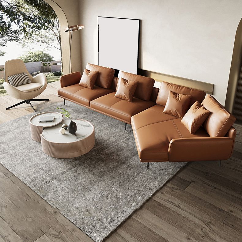 34"H Scandinavian Sectional Sofa Orange Sleeper Sectional with Pillows Clearhalo 'furn' 'furn_sectionals' 'Furniture' 'Living Room Furniture' 'Sectionals' 1200x1200_4495f855-1575-4fa3-8942-0acffc4f31c0