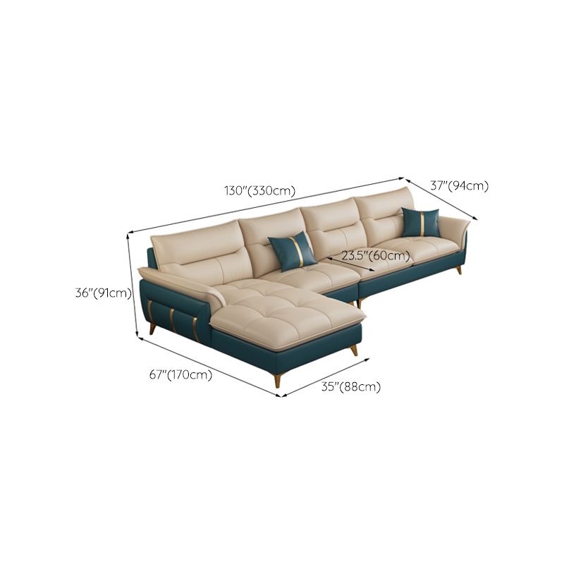 Divano sezionale in pelle autentica da 35,82 "divano ad alta crema con cuscino