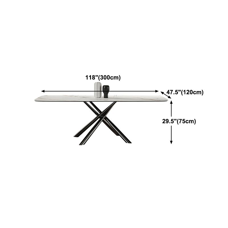 Rectangle Dining Table Industrial Stone Table in White for Dining Room Clearhalo 'Dining Tables & Seating' 'Dining Tables' 'dining_table' 'furn' 'furn_dining_table' 'Furniture' 'Kitchen & Dining Furniture' 1200x1200_4496d6d9-d807-483d-bf16-15c31339c97c