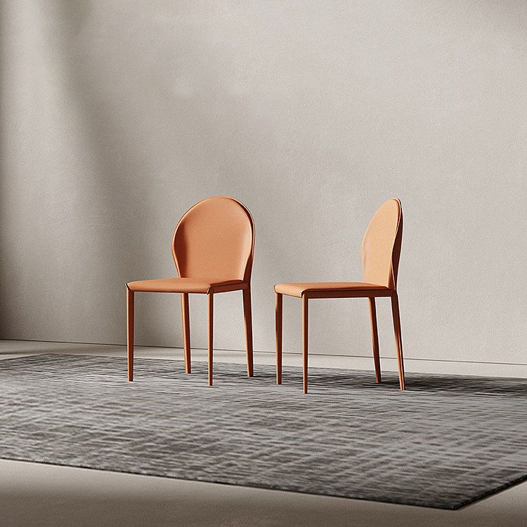 Minimalistische stijl stevige rugarmloze eetkamerstoel lederen eetkamerstoelen