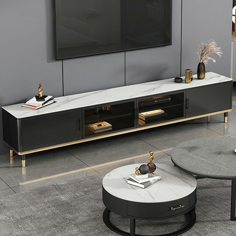 Console porta TV in pietra Console multimediale per TV con contenitore chiuso con gambe