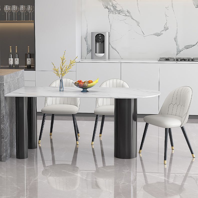Metal Modern Free Form Dining Table Sintered Stone Table for Dining Room and Kitchen Clearhalo ' dining_table' 'Dining Tables & Seating' 'Dining Tables' 'furn' 'furn_dining_table' 'Furniture' 'furniture_dining_table' 'Kitchen & Dining Furniture' 'kitchen&dining_furn' 'kitchen' 'kitchen_dining_table' 1200x1200_449cf736-fbac-4970-b56e-604bfba1482d
