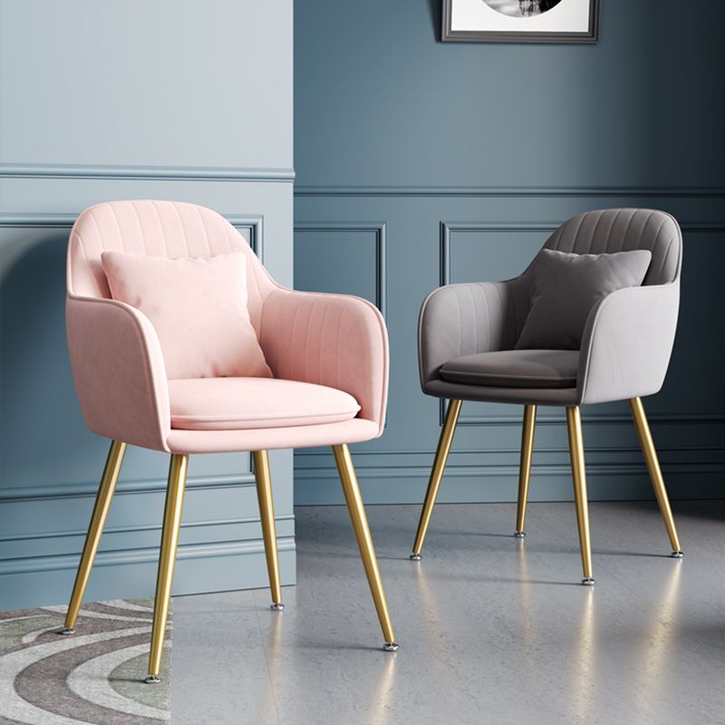 Upholstered Velvet Dining Arm Chair Solid Back Armchair with Metal Legs Clearhalo ' kitchen&dining_furn' 'Dining Chairs' 'Dining Tables & Seating' 'dining_chair' 'furn' 'furn_dining_chair' 'Furniture' 'furniture_dining_chair' 'Kitchen & Dining Furniture' 'kitchen' 1200x1200_449d1040-ff5e-44a2-9d03-733f555263c6