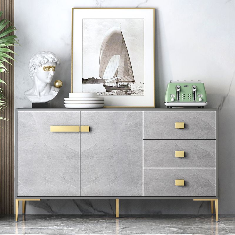 Sideboard in legno ingegnerizzato grigio moderno server da pranzo a scaffalatura regolabile per soggiorno
