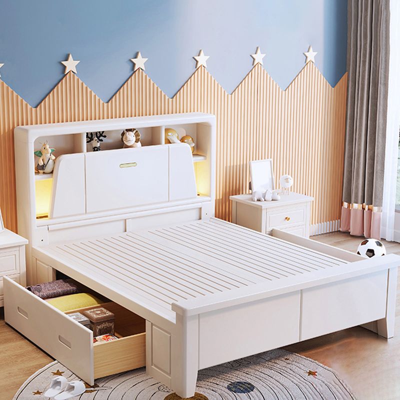 モダンウッドスタンダードベッドブックケースには、ヘッドボード付きのベッドフレームが含まれています