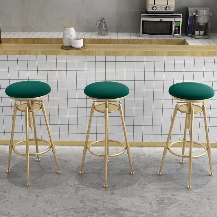 Upholstered Adjustable Height Bar Stool Industrial Iron Frame Stool Clearhalo 'Bar Furniture' 'Bar Stools' 'bar_stools' 'furn' 'furn_bar_stools' 'Furniture' 'Kitchen & Dining Furniture' 1200x1200_449e24d6-6fb3-40f6-8166-2a363eea7ee0