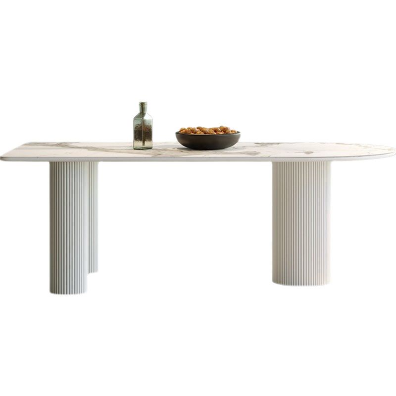 Contemporary Dining Table Sintered Stone Dining Table with 3 White Legs for Dining Clearhalo ' dining_table' 'Dining Tables & Seating' 'Dining Tables' 'furn' 'furn_dining_table' 'Furniture' 'furniture_dining_table' 'Kitchen & Dining Furniture' 'kitchen&dining_furn' 'kitchen' 'kitchen_dining_table' 1200x1200_449e42fc-091b-49c8-80cf-9de7c5499aa2