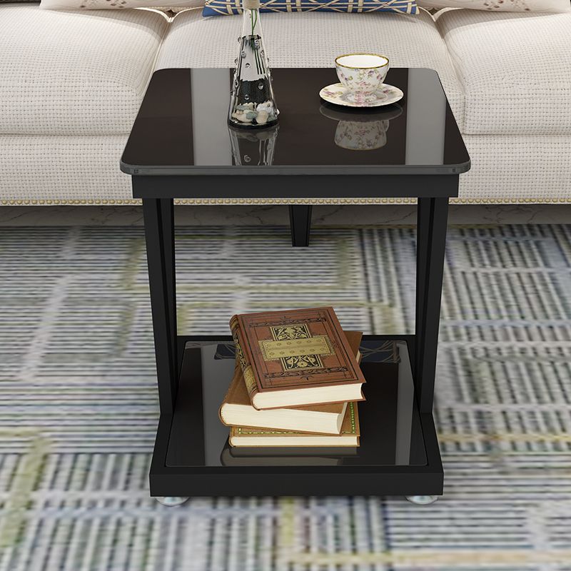 Modern Metal Frame 1 Coffee Table Black/White Square Glass Top Table Clearhalo 'Coffee & Accent Tables' 'Coffee Tables' 'coffee_tables' 'furn' 'furn_coffee_tables' 'Furniture' 'furniture_coffee_tables' 'Living Room Furniture' 1200x1200_449e4530-8063-4db3-8066-032a0024687c