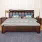Solid Wood Standard Bed Walnut Bed Frame with Custom Gold Legs