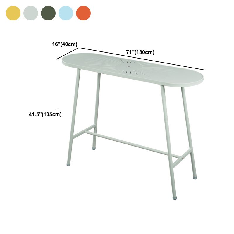 Industrial Outdoor Oval Bar Dining Table Metal Bar Table with Trestle Base Clearhalo 'Bar Furniture' 'Bar Tables' 'bar_tables' 'furn' 'furn_bar_tables' 'Furniture' 'Kitchen & Dining Furniture' 1200x1200_44a0ce27-750a-4c9f-b5ce-61942215451c