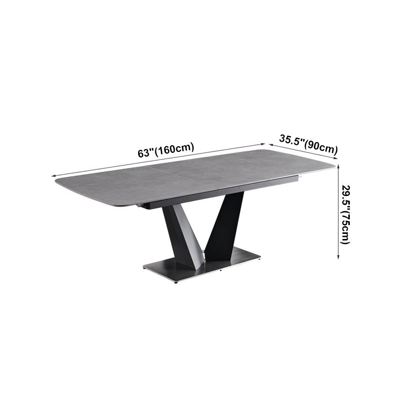 Contemporary Pedestal Dinner Table Stone Dining Table Rectangle for Home Clearhalo ' dining_table' 'Dining Tables & Seating' 'Dining Tables' 'furn' 'furn_dining_table' 'Furniture' 'furniture_dining_table' 'Kitchen & Dining Furniture' 'kitchen&dining_furn' 'kitchen' 'kitchen_dining_table' 1200x1200_44a22780-d8ae-426d-b527-ce201fb3b4e0