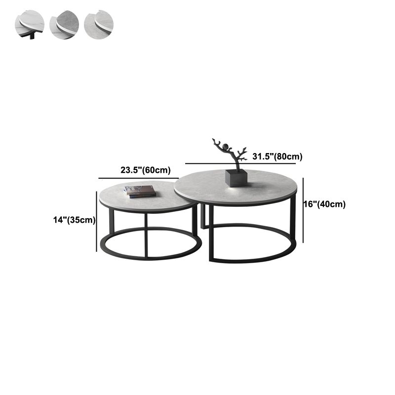 Slate Round Coffee Table 2 Piece Modern Minimalist Bunching Tables Clearhalo 'Coffee & Accent Tables' 'Coffee Tables' 'coffee_tables' 'furn' 'furn_coffee_tables' 'Furniture' 'Living Room Furniture' 1200x1200_44a2a311-45ba-470b-be44-32e592817828