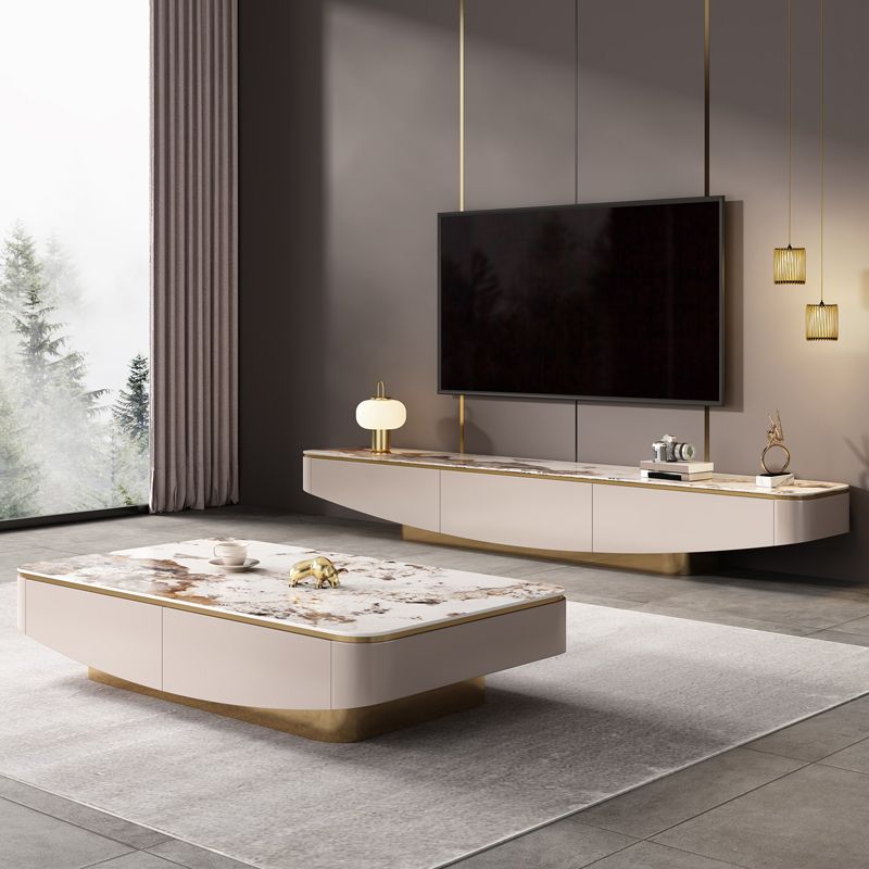 Modern Media Console TV Stand Stone TV Stand Console with 3 Drawers Clearhalo 'furn' 'furn_tv_stands_entertainment_centers' 'Furniture' 'Living Room Furniture' 'TV Stands & Entertainment Centers' 'TV Stands & Media Storage Furniture' 'tv_stands_entertainment_centers' 1200x1200_44a3ced3-2697-4373-8b1e-ccdd6792e20b