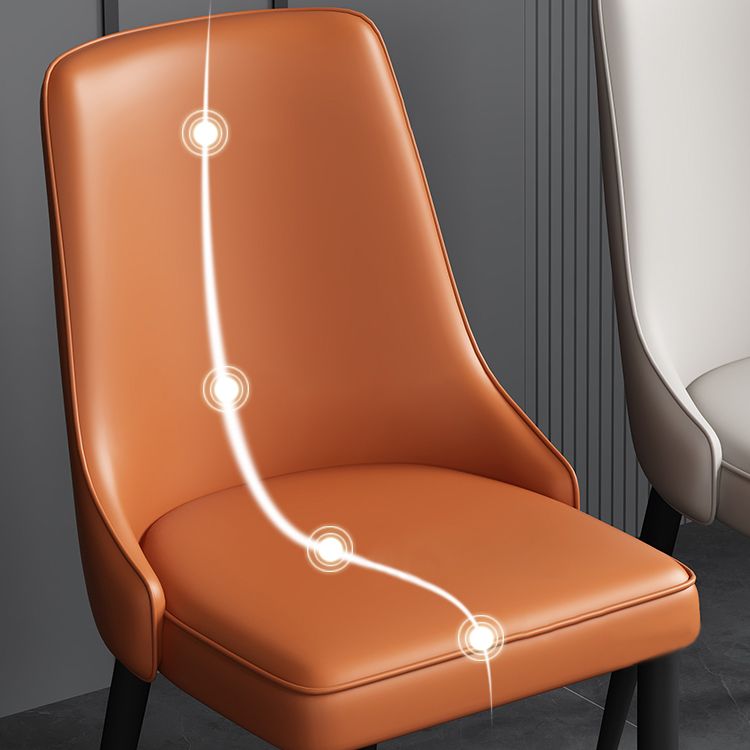 Silla lateral simple moderna silla de comedor de cuero sintética con base de metal para dormitorio