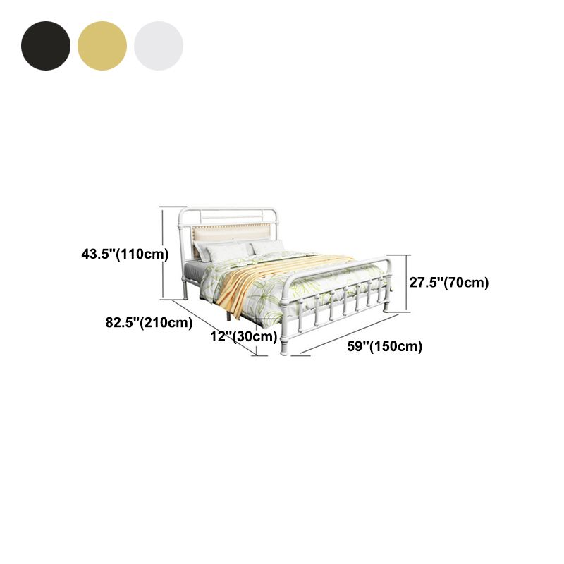 Industrieel metaal open-frame standaard bed, rechthoekig hoofdeinde bed
