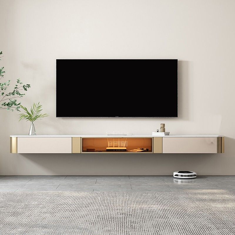 Glam Stone TV Console Floating TV Media Stand for Living Room Clearhalo 'furn' 'furn_tv_stands_entertainment_centers' 'Furniture' 'Living Room Furniture' 'TV Stands & Entertainment Centers' 'TV Stands & Media Storage Furniture' 'tv_stands_entertainment_centers' 1200x1200_44a81eae-939e-46f4-a70a-2f5df9fddcc3