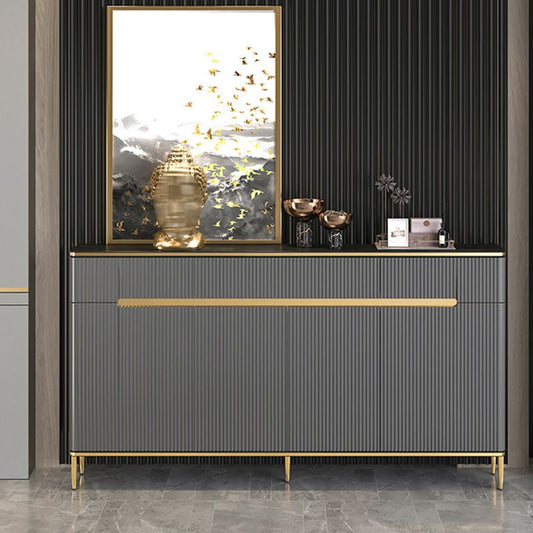 Glam Dark Gray Credenza Sintered Stone Top Sideboard Cabinet for Dining Room Clearhalo 'buffet_sideboard' 'Buffets & Sideboards' 'furn' 'furn_buffet_sideboard' 'Furniture' 'Kitchen & Dining Furniture' 1200x1200_44a892c7-2a4f-4ff8-902a-ef5e447a39e7