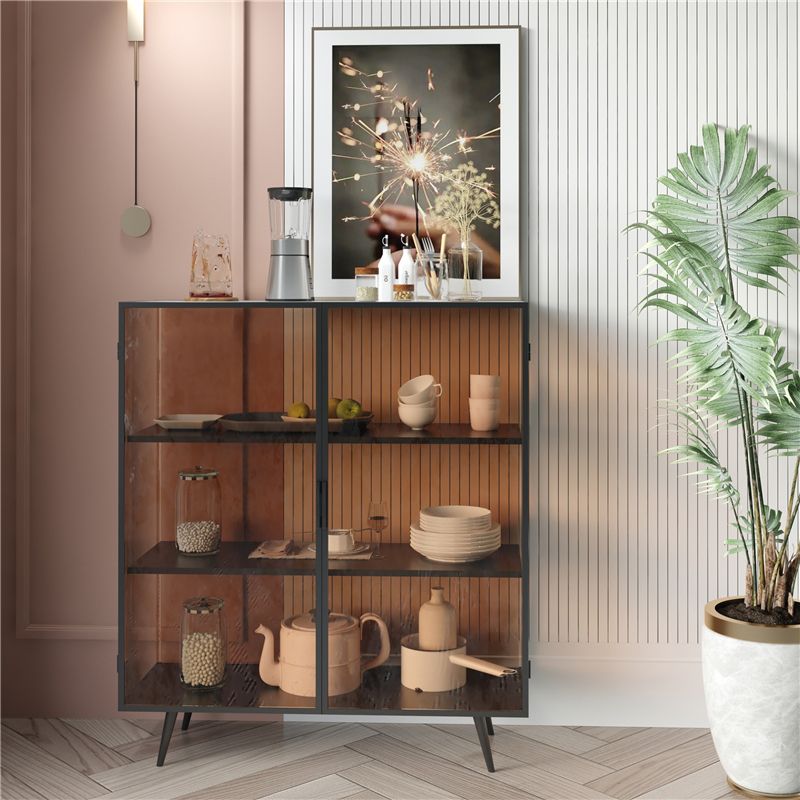 2 Glass Doors Buffet Server 42-inch Height Modern Kitchen Server for Dining Room Clearhalo 'buffet_sideboard' 'Buffets & Sideboards' 'furn' 'furn_buffet_sideboard' 'Furniture' 'furniture_buffet_sideboard' 'Kitchen & Dining Furniture' 1200x1200_44a89f1a-e05f-4fd2-8df5-1bdc457a7e3f