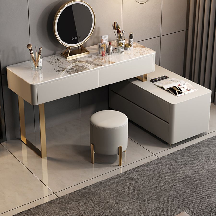 Glam 51.2 "W leisteen ijdelheid bureau en ontlasting in grijs met 4 laden