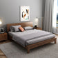 Mid-Century Modern Panel Bed with Brown Penal Headboard and Wooden Legs