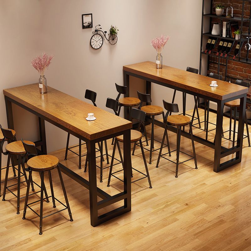 Bruine kleur rechthoek balktafel industriële stijl massieve houten barkruktafel