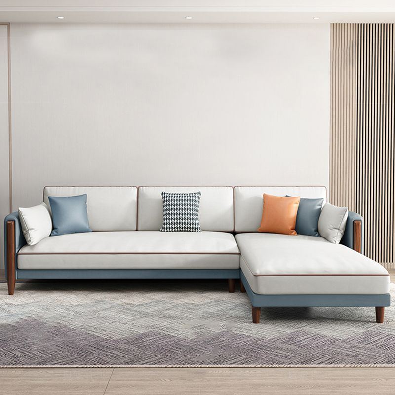 Moderno 35,43 "h di divano e chaise del braccio quadrato in leatine in finta fusione solida