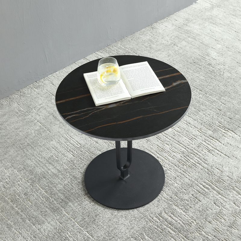 Round with Metal Accents Coffee Table Modern Stone 20.9'' Cocktail Table