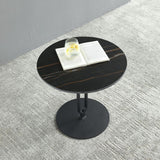 Round with Metal Accents Coffee Table Modern Stone 20.9'' Cocktail Table