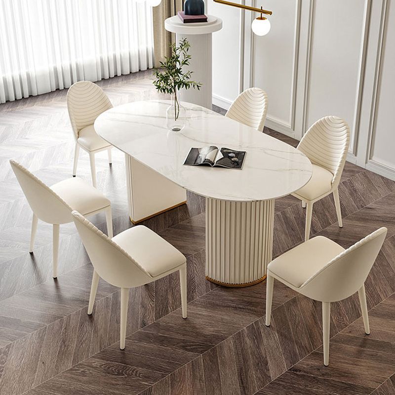 Juego de comedor Glam Oval Stone 1/4/5/7 piezas, muebles de comedor para el hogar