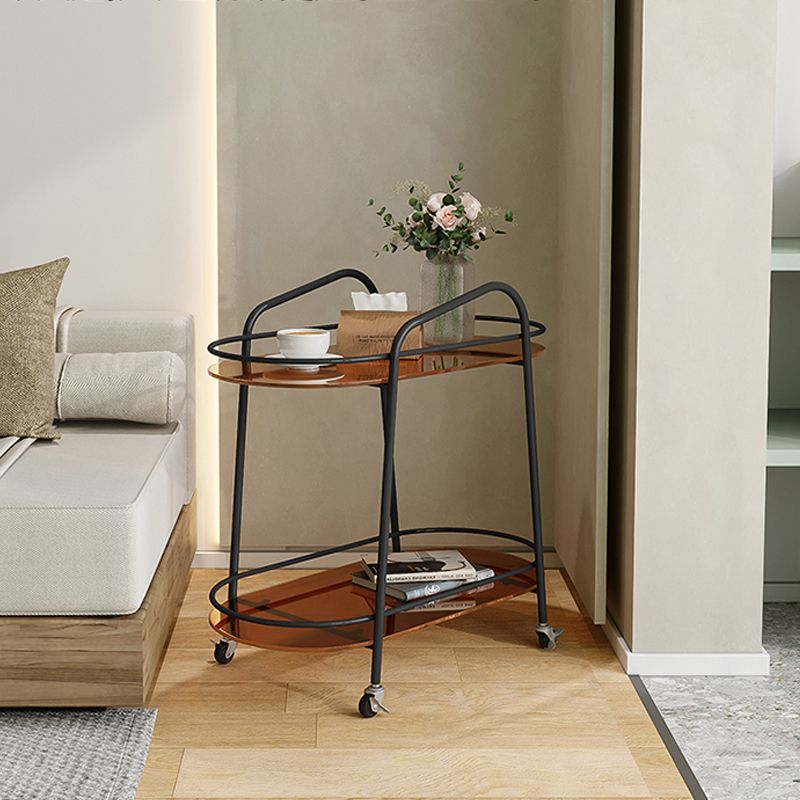 Modernistic Glass Top with Shelf Oval Double Tier Living Room Accent Side Table