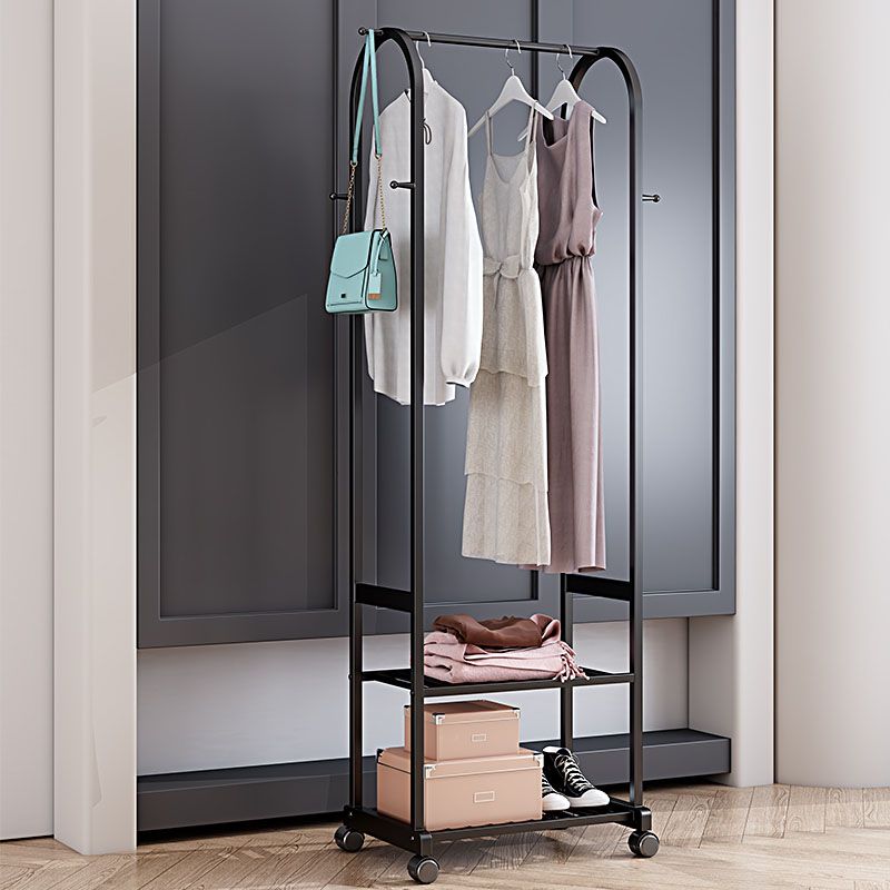 Contemporary Free Standing Coat Rack Storage Shelves Metal Coat Rack with Castors Clearhalo 'Entry & Mudroom Furniture' 'furn' 'furn_hall_tree_coat_racks' 'Furniture' 'Hall Trees & Coat Racks' 'hall_tree_coat_racks' 1200x1200_44be8d6e-5a1f-49f3-a705-3ada5026f699