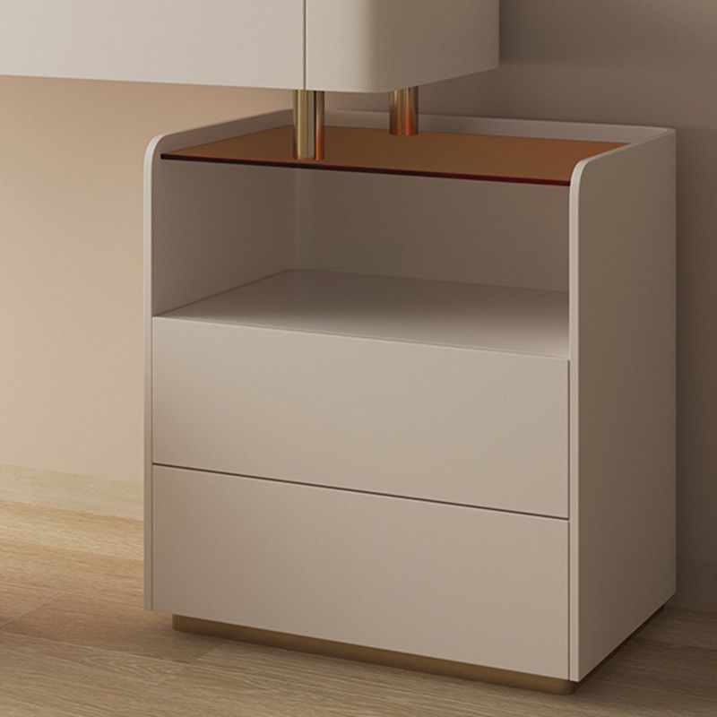 Technischer Holz Make -up -Schminktischhocker mit Glasakzent