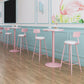 1/3/4/5 Piezas Mesa de barra de color rosa industrial Juego de bistro redondo con tapa de mármol de imitación blanca