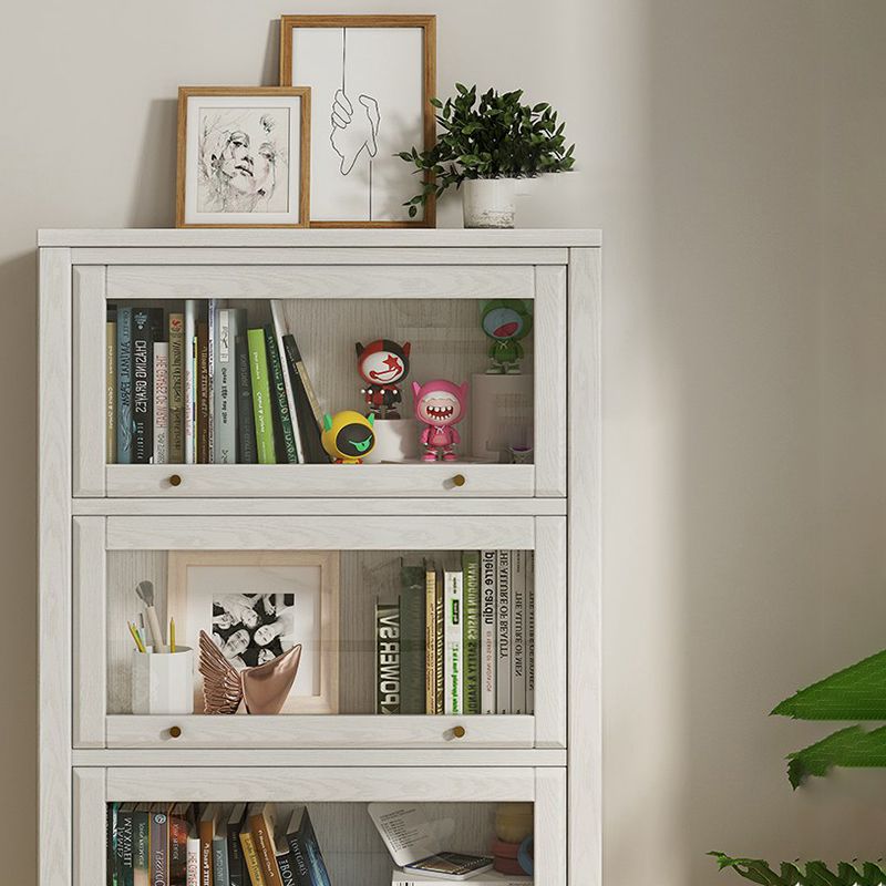 Wood  Standard  Bookcase Closed Back Contemporary Bookshelf with Drawers