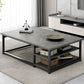 16.53" H Rectangle Wooden Coffee Table Metal Frame Cocktail Table with Shelves Clearhalo 'Coffee & Accent Tables' 'Coffee Tables' 'coffee_tables' 'furn' 'furn_coffee_tables' 'Furniture' 'Living Room Furniture' 1200x1200_44c3ab6d-330e-468b-9185-7faf1ae2c2ee