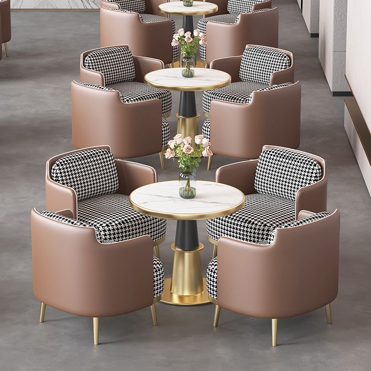 Luxury Sintered Stone Top Dining Table Round Table with Gold Metal Pedestal Clearhalo 'Dining Tables & Seating' 'Dining Tables' 'dining_table' 'furn' 'furn_dining_table' 'Furniture' 'furniture_dining_table' 'Kitchen & Dining Furniture' 'kitchen' 'kitchen_dining_table' 1200x1200_44c44d53-3178-41e0-a257-47c35645d214