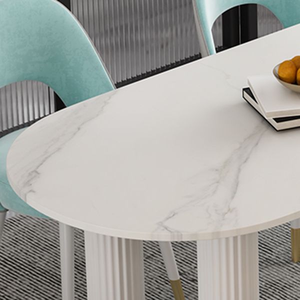 Oval Shape 3 Legs Modern Dining Table White Tone Fixed Table for Dining Room Clearhalo ' dining_table' 'Dining Tables & Seating' 'Dining Tables' 'furn' 'furn_dining_table' 'Furniture' 'furniture_dining_table' 'Kitchen & Dining Furniture' 'kitchen&dining_furn' 'kitchen' 'kitchen_dining_table' 1200x1200_44c4a00a-99ba-4253-b765-a7061361267a