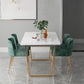Rectangle White Dining Table Traditional Luxury Dining Table with Gold Frame